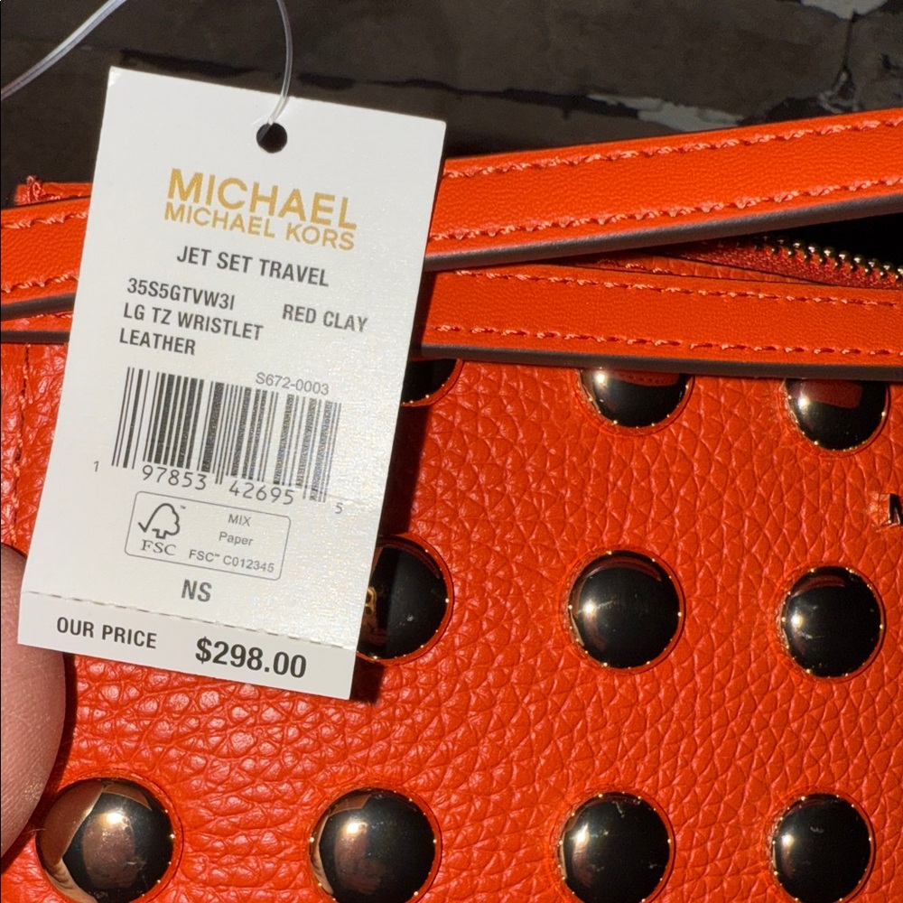 Michael Kors big jet set travel, Orange Studded Clutch - Picture 7 of 14